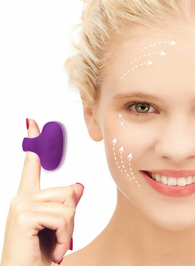 RATSAW Pocket Mini Ring Facial and Eye Massage Ball USB Rechargeable Fingertip Massager purple Face Massager Facial Muscle Tightening Anti Aging Relief Eyes Dark Circles Eye Puffiness Fatigue - Image 1